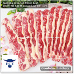 Beef rib SHORTRIB Australia GREENHAM frozen 3 RIBS CROSSED CUTS galbi bulgogi 3/8" 1cm (price/pack 1kg 11-12pcs)